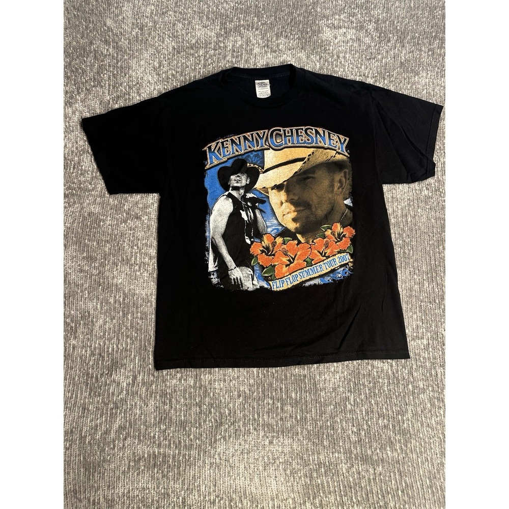 Kenny Chesney Flip Flop Summer Tour 2007 T-Shirt L Country Concert Y2K HTF Rare
